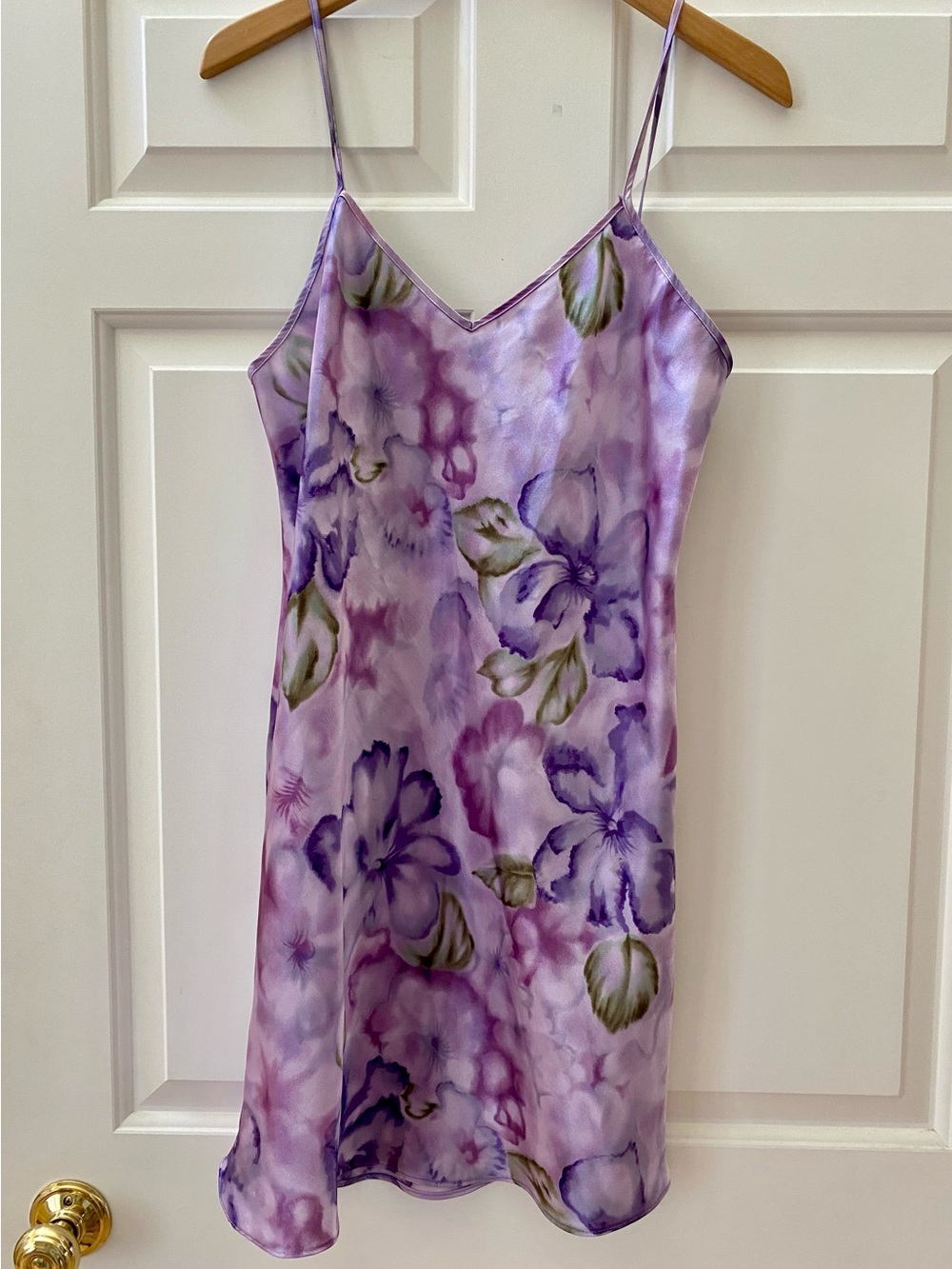 Y2K Dress Slip Purple Floral Summer Wedding Guest Dress Gilligan & O’Malley Med